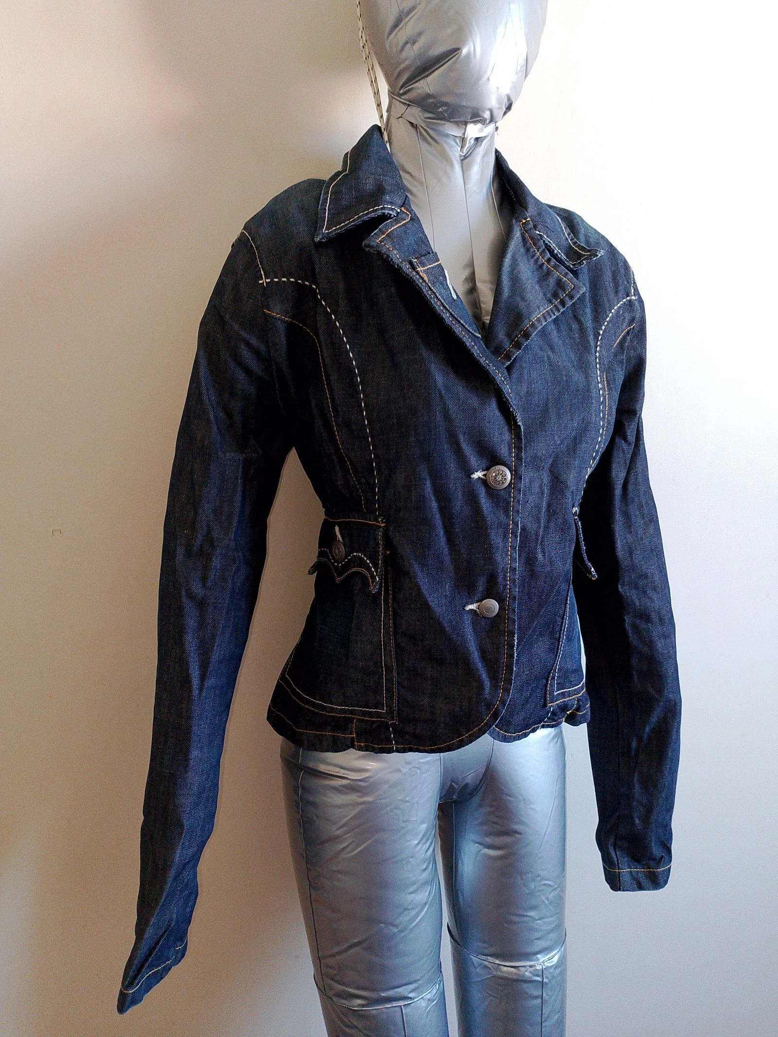 Veste blazer en jean brut School Rag – Broderies artisanales – Taille 3